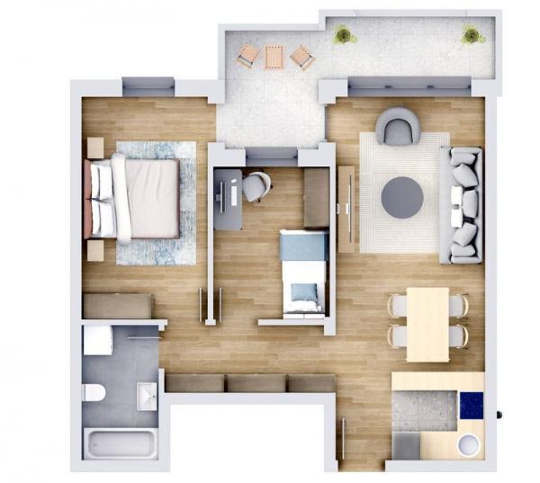 Glavna slika -Novi Sad centar, 64m2, trosoban stan, novogradnja, 225.000 €