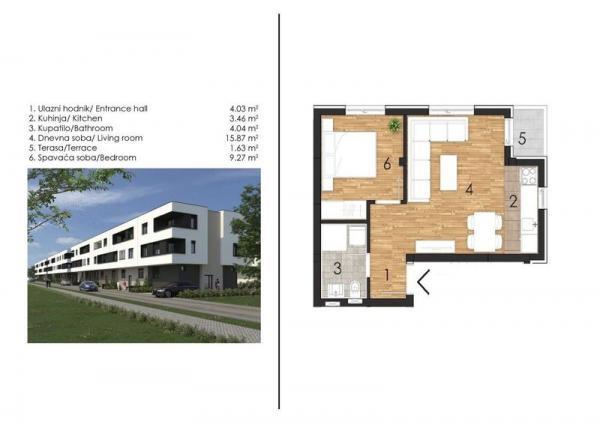 Glavna slika -Adice, 37m2, dvosoban stan, novogradnja, 63.140 €
