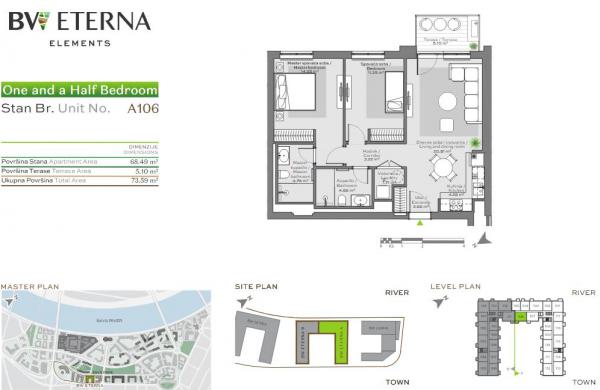 Glavna slika -Telep, 40.04m2, dvosoban stan, novogradnja, 112.400 €
