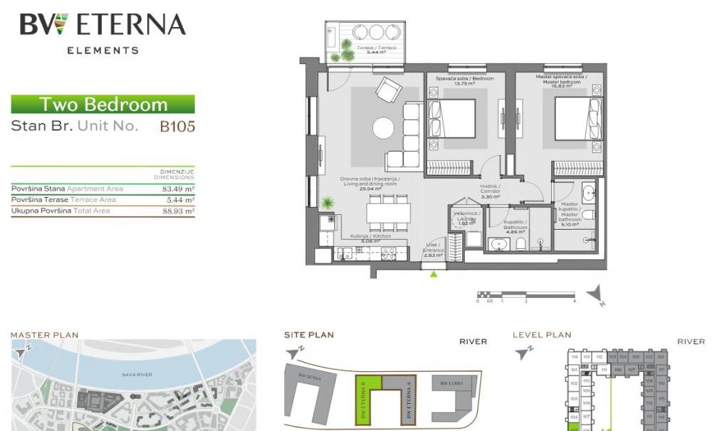 Glavna slika -Telep, 37.17m2, dvosoban stan, novogradnja, 106.450 €