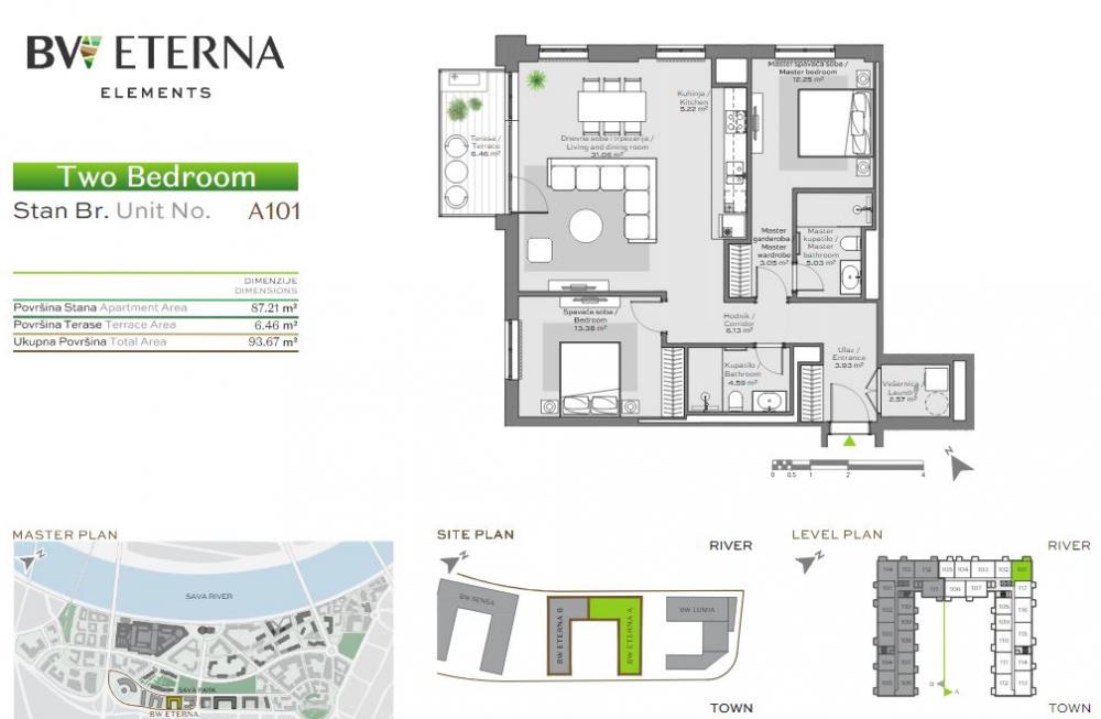 Glavna slika -Telep, 61.34m2, trosoban stan, novogradnja, 169.620 €
