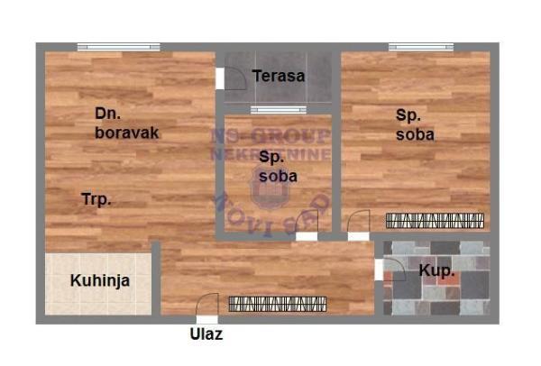 Glavna slika -Avijatičarsko naselje, 59m2, trosoban stan, novogradnja, 125.660 €