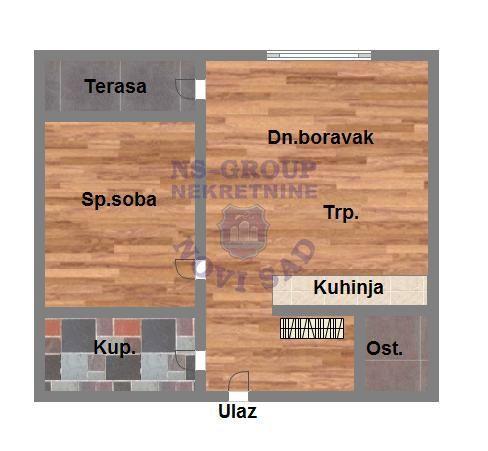 Glavna slika -Mišeluk, 44m2, dvosoban stan, novogradnja, 100.390 €