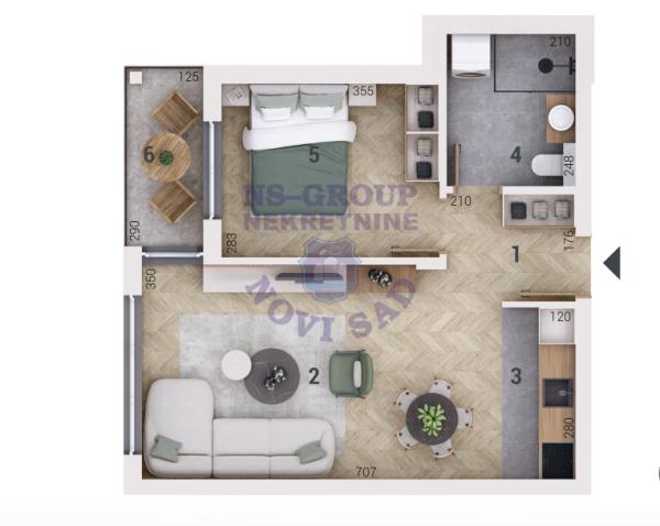 Glavna slika -Novi Sad, 45m2, dvosoban stan, novogradnja, 91.800 €