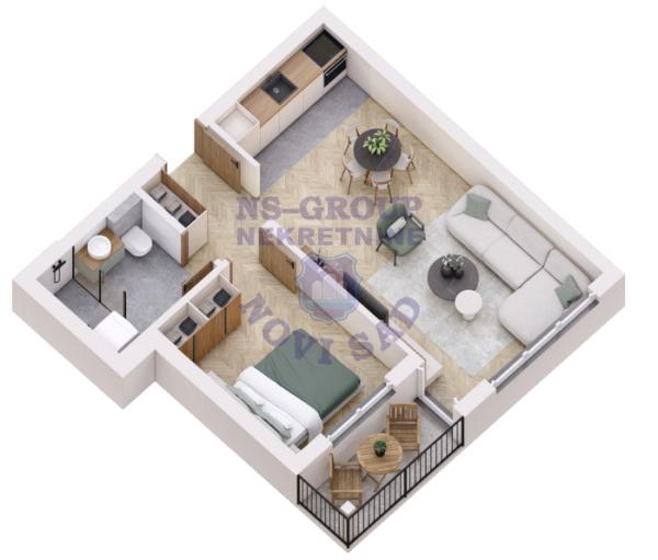 Glavna slika -Novi Sad, 45m2, dvosoban stan, novogradnja, 91.800 €