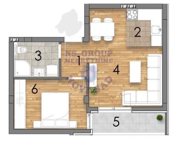 Glavna slika -Bulevar patrijarha Pavla (Somborski bulevar), 43m2, dvosoban stan, novogradnja, 122.870 €