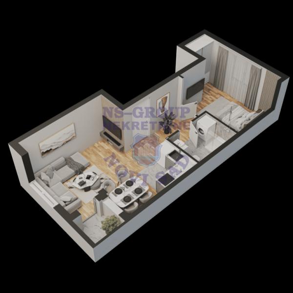 Glavna slika -Novi Sad, 39m2, dvosoban stan, novogradnja, 74.890 €