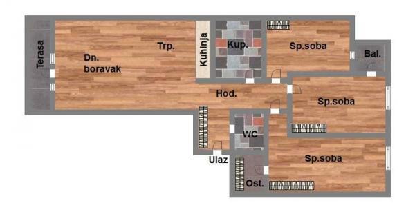 Glavna slika -Petrovaradin, 80m2, četvorosoban stan, novogradnja, 157.440 €