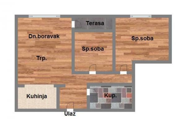 Glavna slika -Petrovaradin, 62m2, trosoban stan, novogradnja, 141.400 €