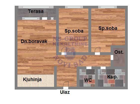 Glavna slika -Bulevar patrijarha Pavla (Somborski bulevar), 63m2, trosoban stan, novogradnja, 151.280 €