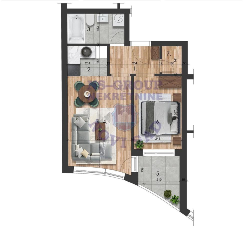 Glavna slika -Telep, 39m2, dvosoban stan, novogradnja, 109.380 €