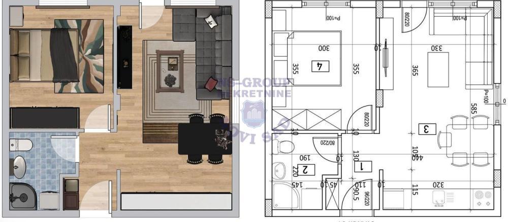 Glavna slika -Adice, 36m2, dvosoban stan, novogradnja, 65.410 €