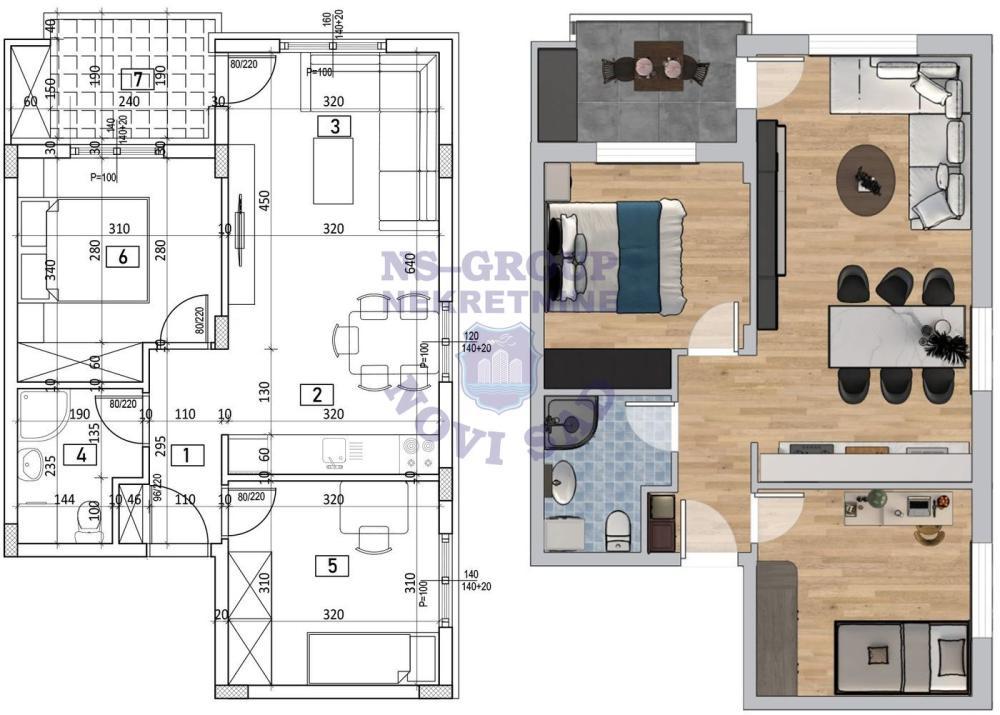 Glavna slika -Adice, 54m2, trosoban stan, novogradnja, 113.430 €