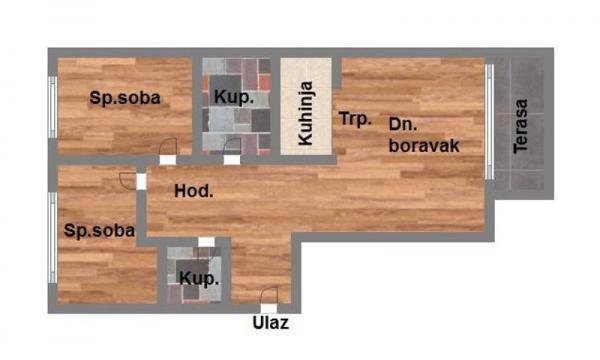 Glavna slika -Podbara, 58m2, trosoban stan, novogradnja, 149.950 €