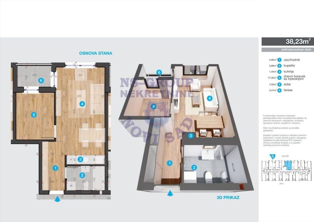 Glavna slika -Bulevar patrijarha Pavla (Somborski bulevar), 38m2, jednoiposoban stan, novogradnja, 121.280 €