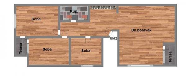 Glavna slika -Veternik, 75m2, troiposoban stan, novogradnja, 112.010 €